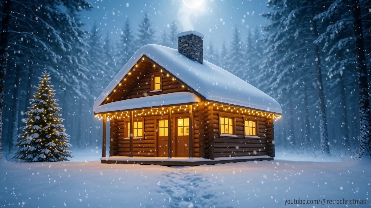 Cozy Winter Cottage ❄️ Relaxing Music ❄️ Snow Falling  ASMR Ambience