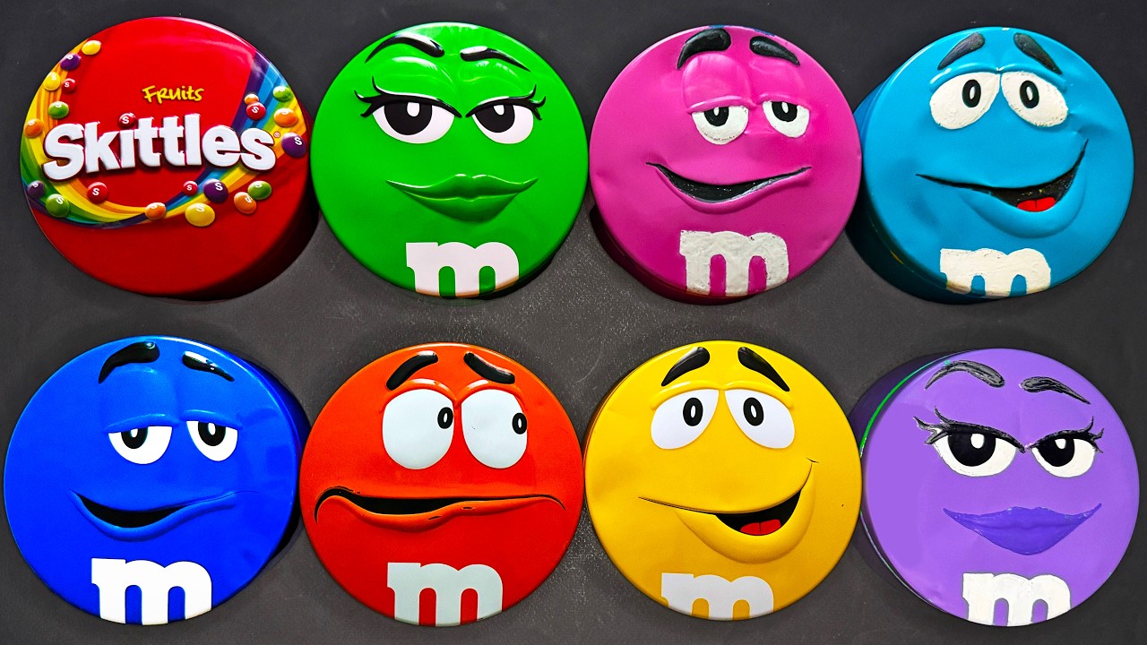 Satisfying Video | Lovely Unpacking Mystery Tins with Radiant Skittles & Chocolate M&M'S Candy ASMR