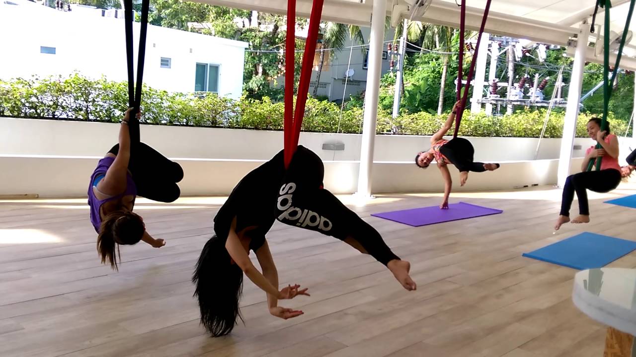 Flying aerial yoga @santosa wellness center