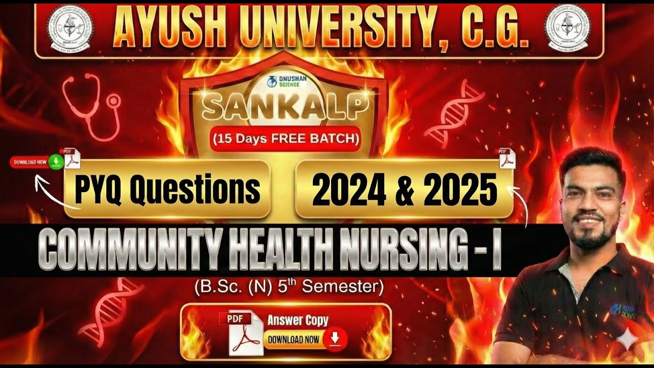 BSc Nursing 5th Sem Community Health Nursing I pyq 2024 & 2025  | Ayush University CG