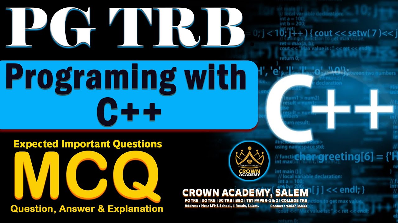 PG TRB (2025-2026) Unit-6 Programming with C++ - New Syllabus  (Important Questions & Explanation)