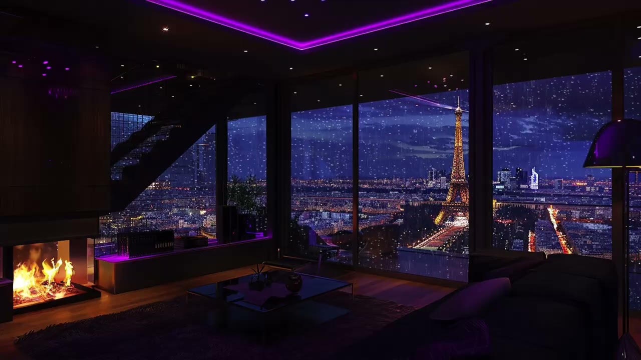 Urban After Dark Rain | Fireplace Sound Therapy for Anxiety Relief and Calm Sleep
