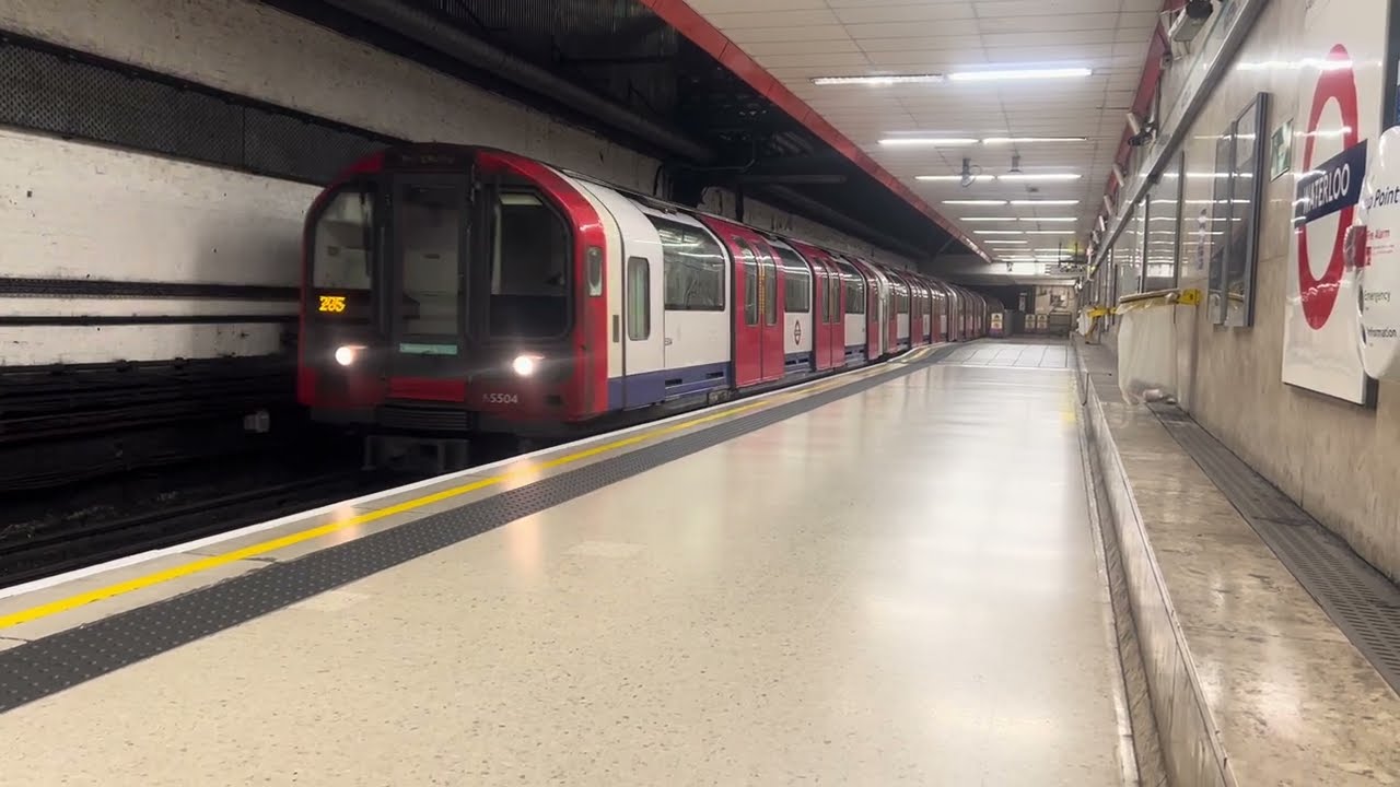 Waterloo and City line train arriving at Waterloo London
