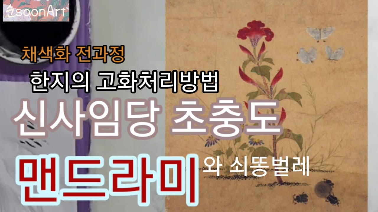 아주쉽게 고화처리하는 방법 /신사임당초충도 /순화실 /민화따라그리기 /맨드라미