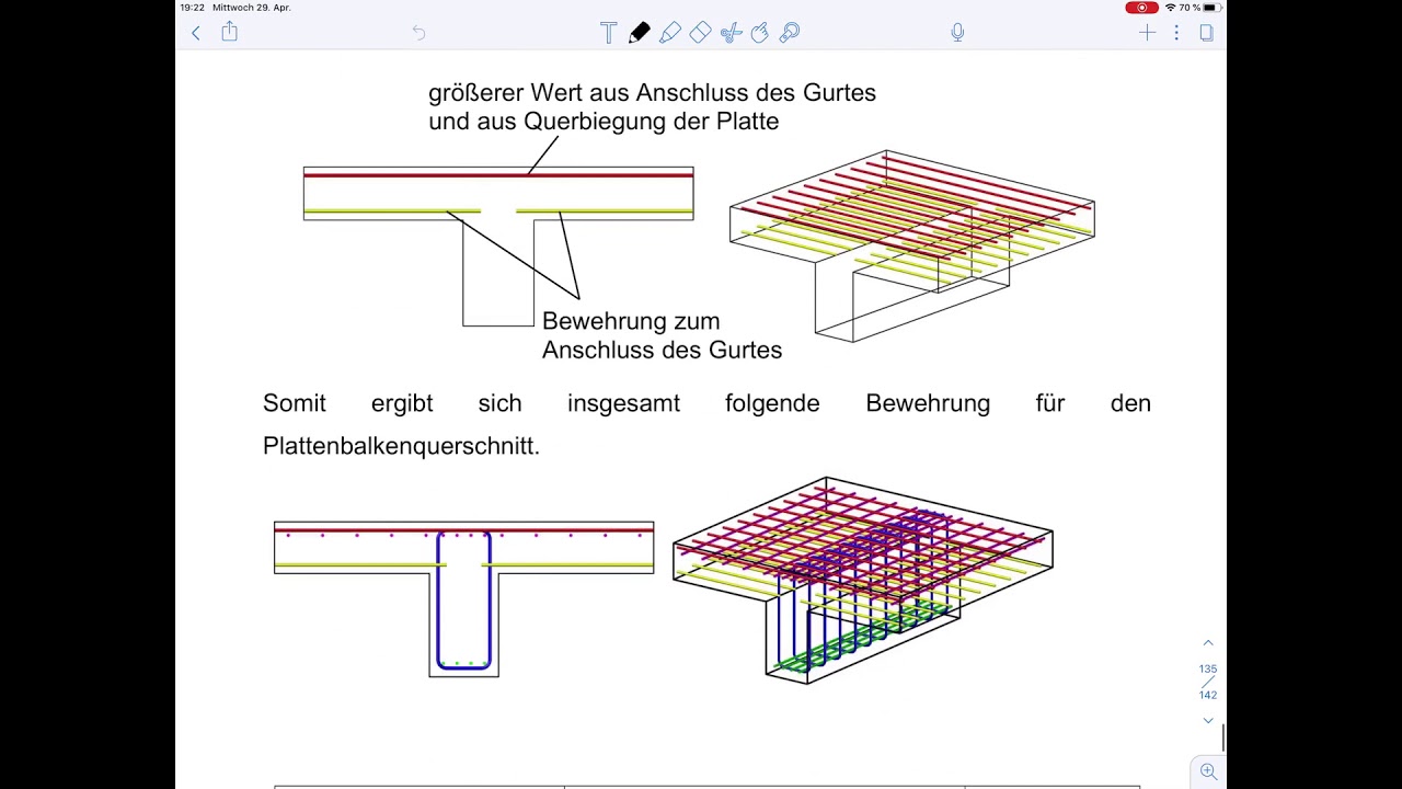Massivbau 1 – Beispiel 12 Anschluss Druckgurt