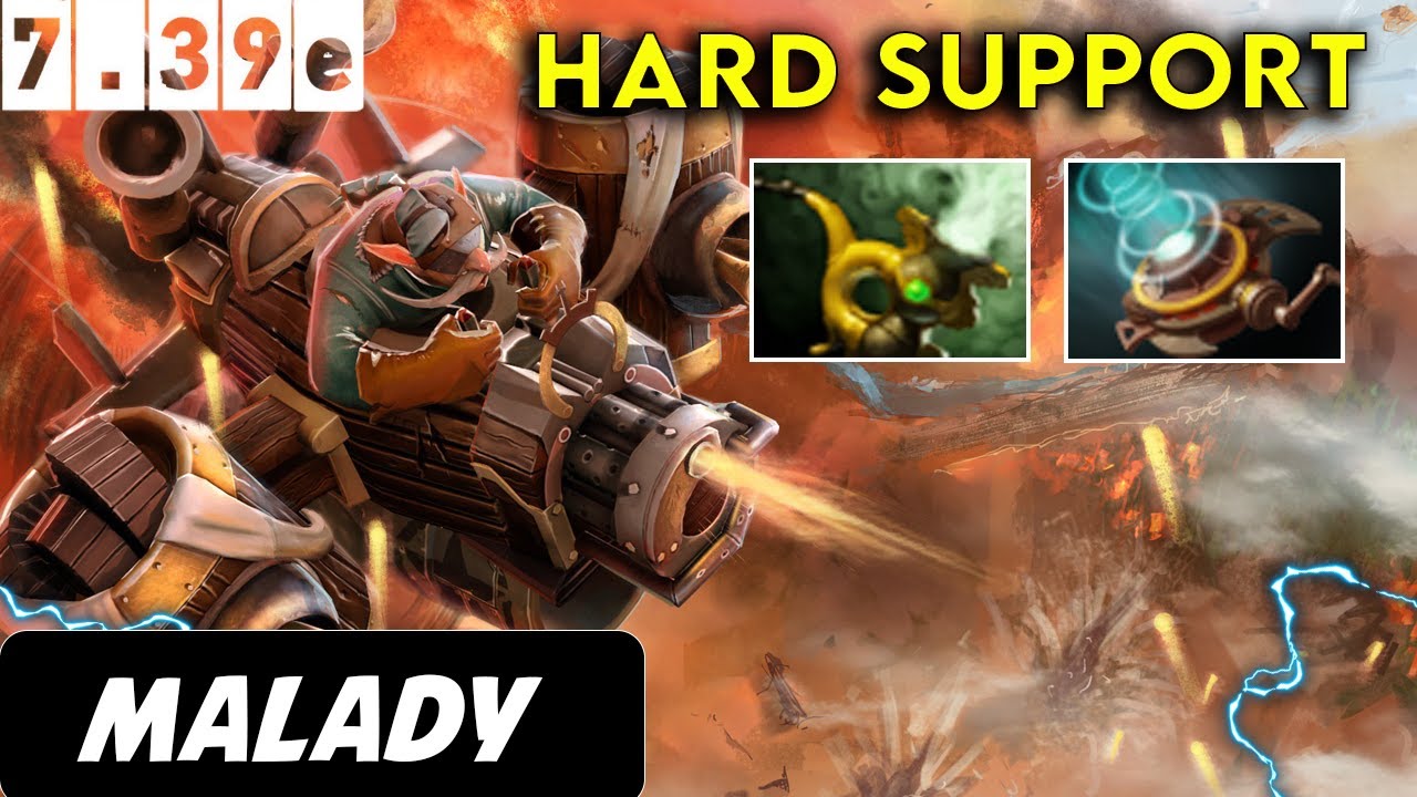 Malady Gyrocopter Hard Support - Dota 2 Patch 7.39e Pro Gameplay