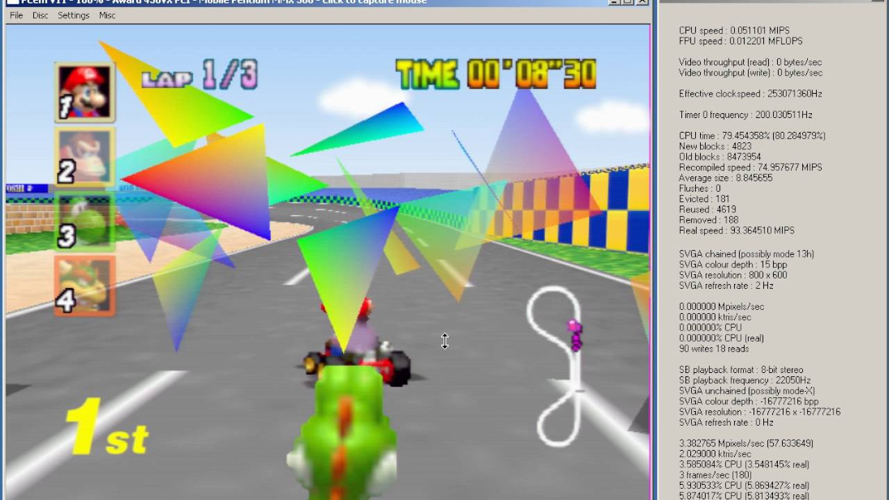 PCem run Ultra HLE Mario Kart 64