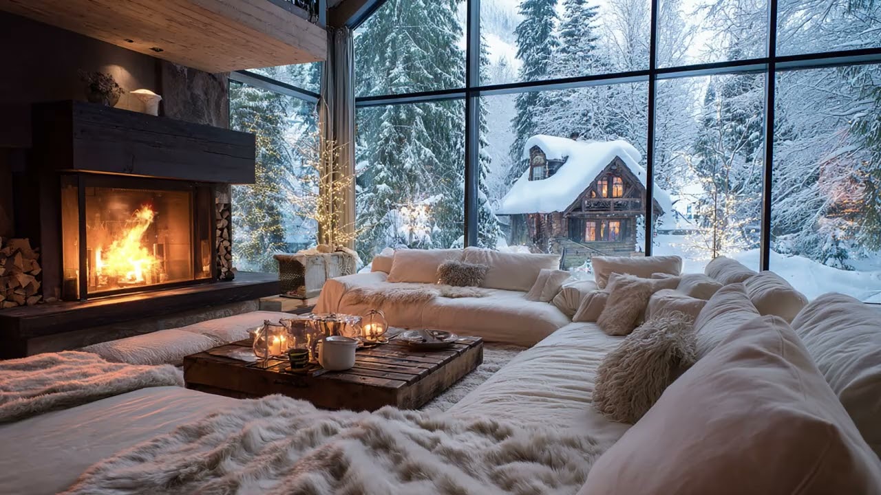 Cozy Rainy Forest Cabin Balcony 🌧 Rain Sounds & Fireplace for Deep Sleep, Study & Relaxation