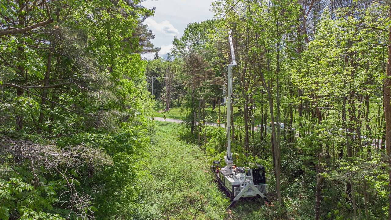 Morooka MST-1000VDL with a Terex 60' Boom Lift Trimming Trees in New York