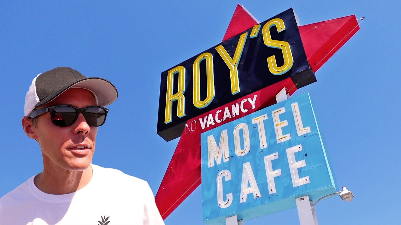Roy's Motel Cafe Kite Aerial Photography shoot in Amboy, CA
