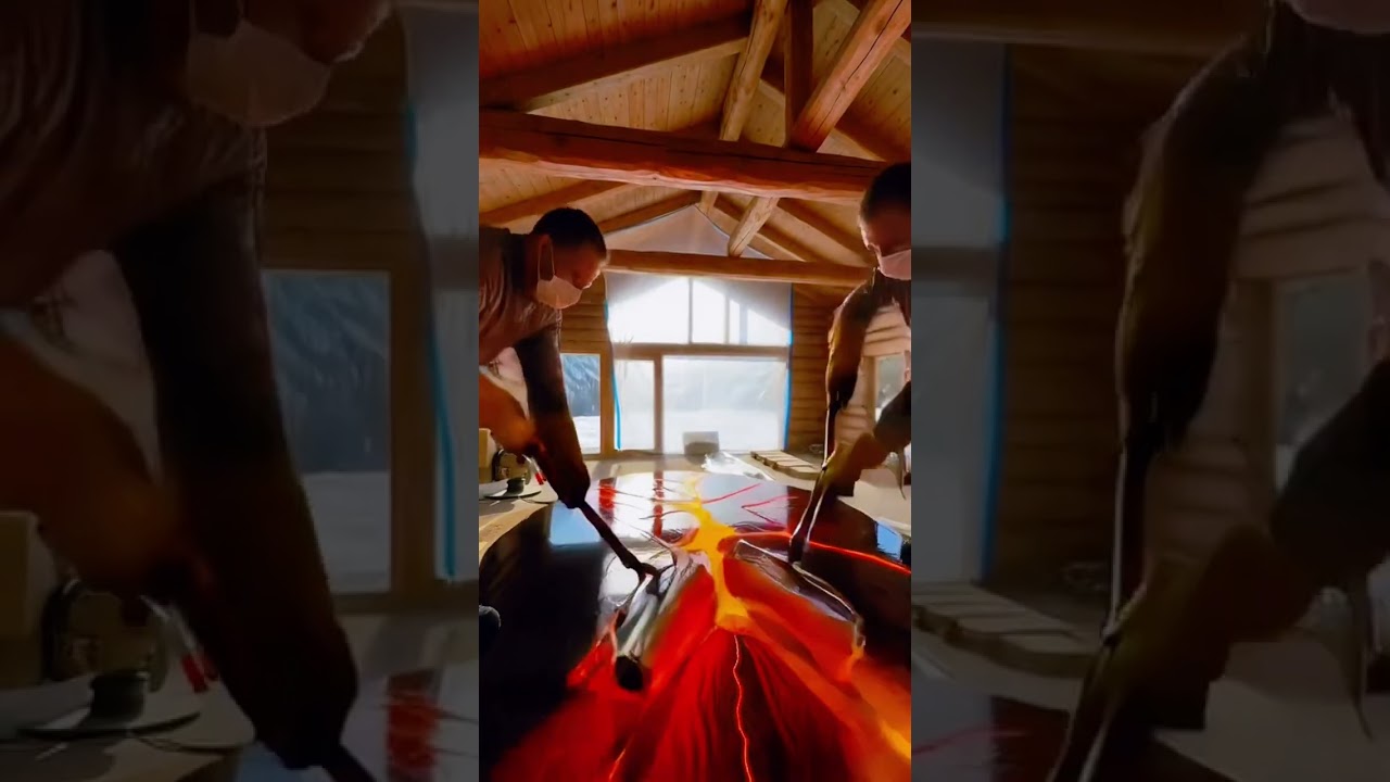 Volcanic Lava Epoxy Floor Inside a Mountain Cabin | Cinematic Transformation