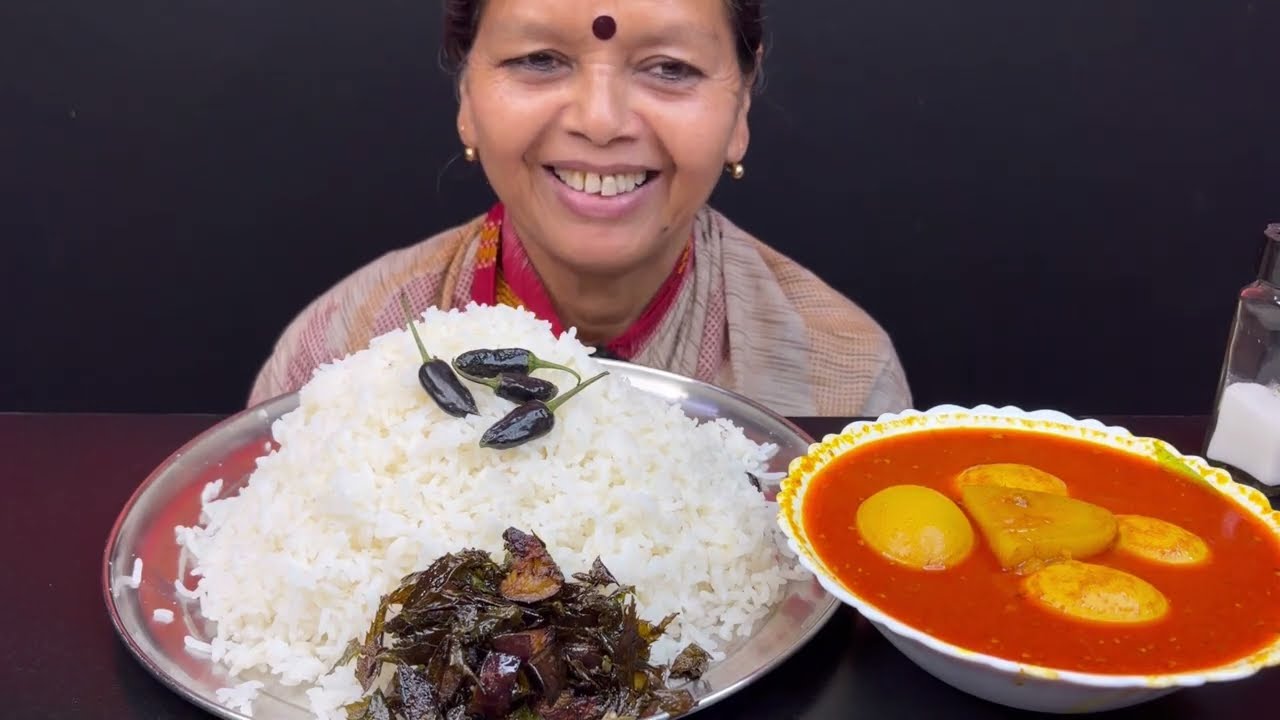 BIGBITES, EATING SIMPLE LUNCH MENU, EGG CURRY WITH RICE ।।