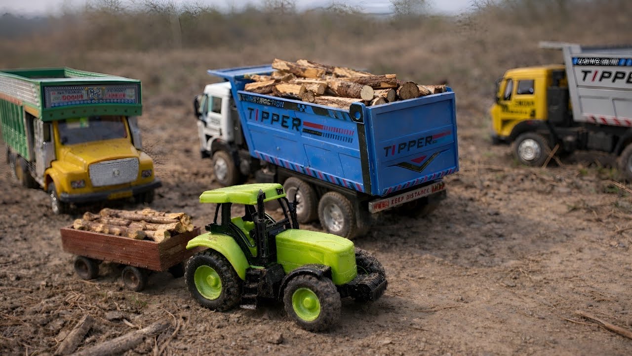 Toy Tata Truck, Tractor and Loader: Loading, Transporting, Unloading | Rs Mini !”