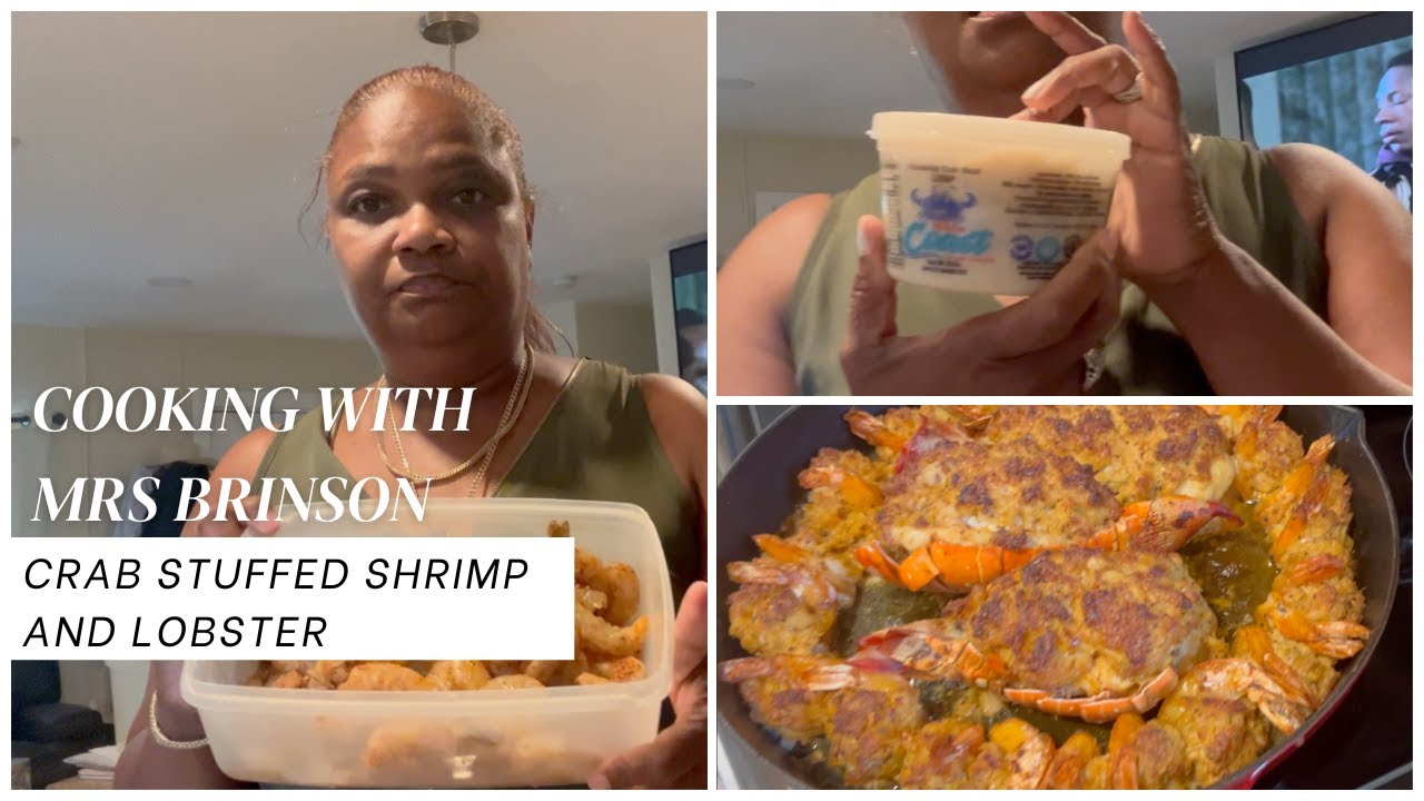 MY WIFE MADE CRAB STUFFED SHRIMP AND LOBSTER #fypyoutube #crablover #lobster #cooking #cookingvideo