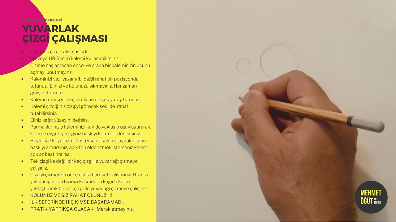 KARAKALEM DERSLERİ DERS 1 / Yuvarlak Çizgi Çalışması