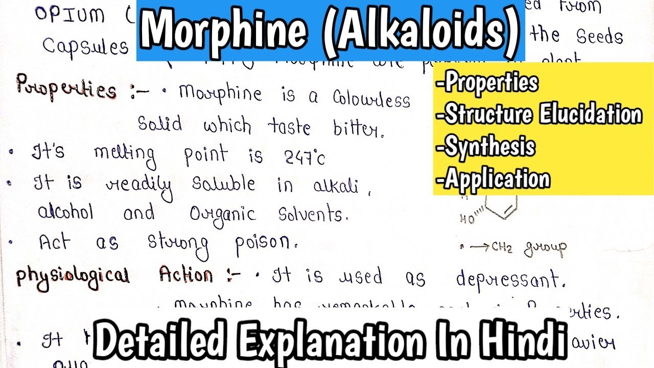 Morphine | Alkaloids | Basic properties | Structure Elucidation | Synthesis | Application |MSc.Notes