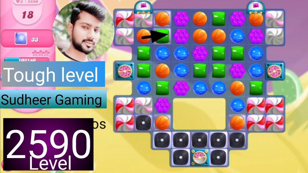 Candy crush saga level 2590 । Tough level । No boosters । Candy crush 2590 । Sudheer Gaming Tips