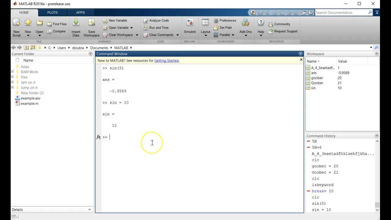 Matlab Variables
