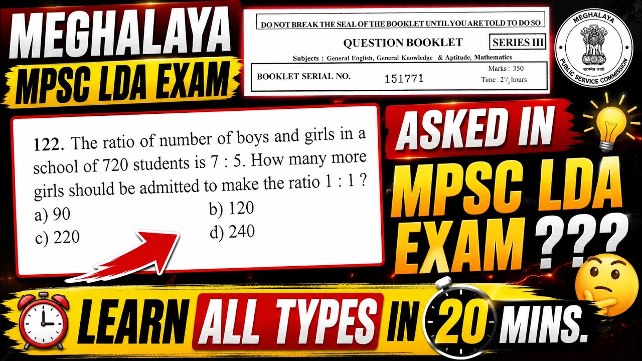 MPSC LDA 2026 Meghalaya | These Questions Can Be Asked Again! | Complete Practice in 20 Mins | Maths