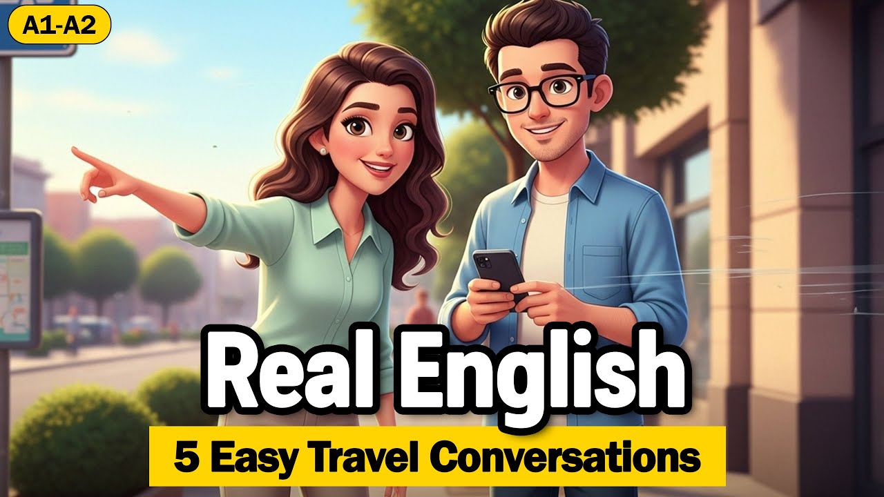 5 Easy Travel Conversations in English 🚍 | Speak Confidently Anywhere! (A1–A2 Beginners)