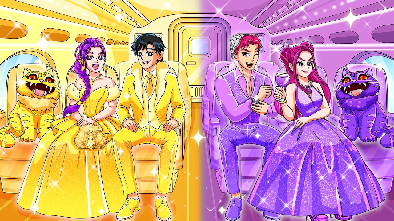 K-Pop Demon Hunters Golden VS Amethyst in Mystic Airplane! | KPop Demon Hunters Animation