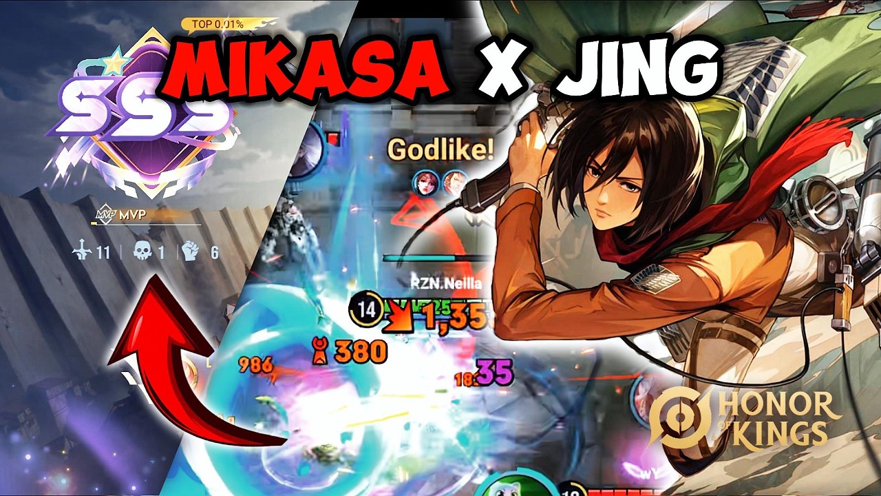 Jing Mikasa Skin GODLY Gameplay SSS | Honor of Kings