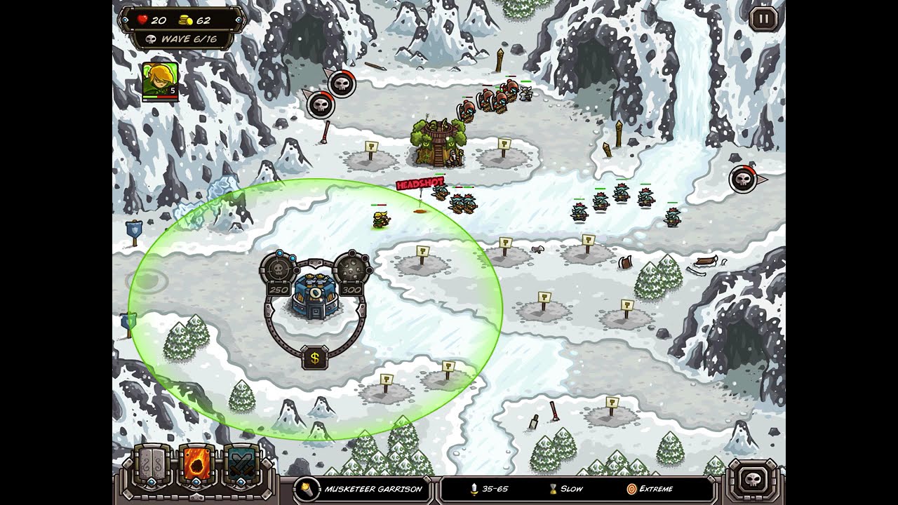 Kingdom Rush (Level - Glacial Heights) 3 Stars