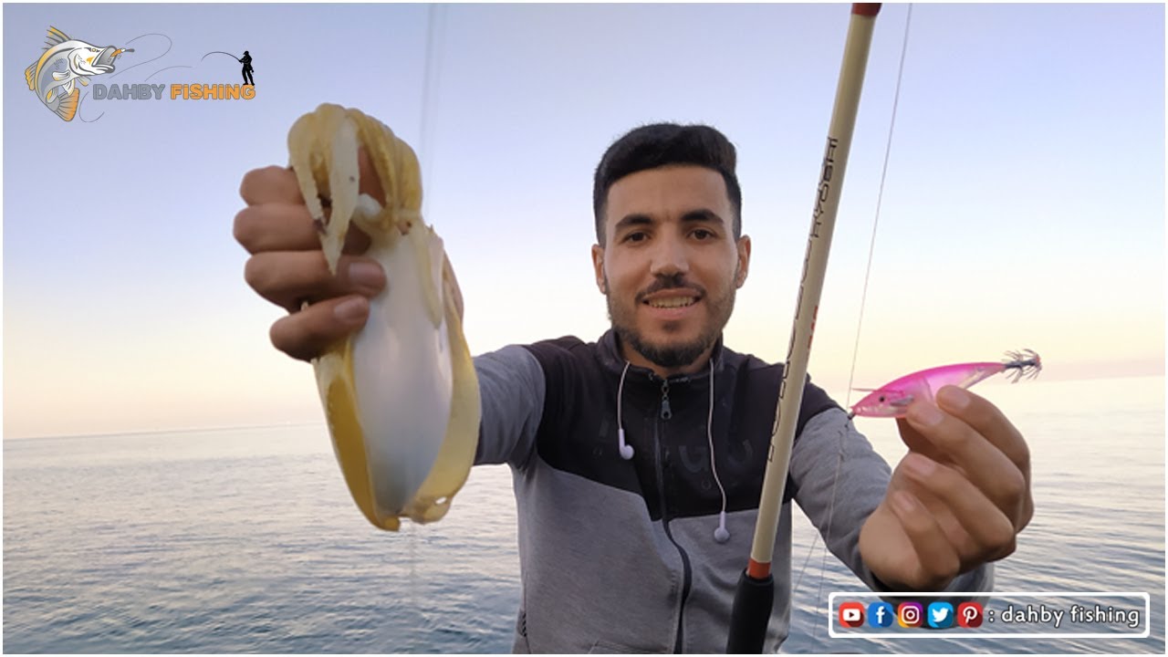 اجي تشوف كيفاش صيدنا الحبار او (السيبيا) بالطعم الصناعي في ميناء قرية الصيادين - تقنية السبينينغ