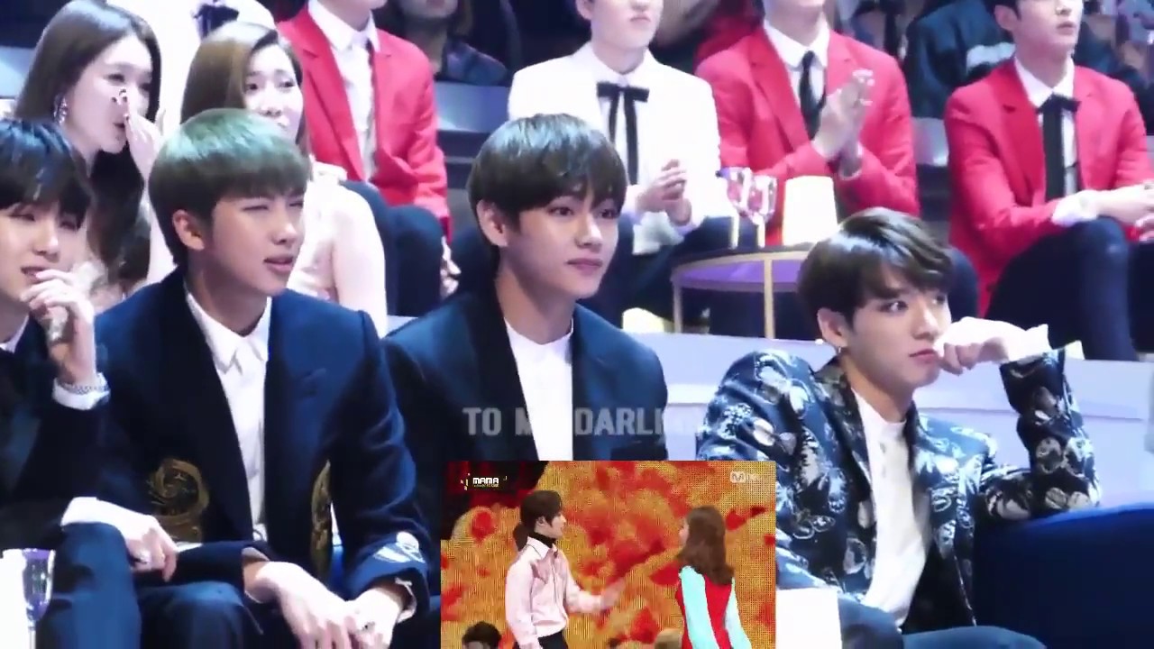 161202 BTS(방탄소년단) reaction to GFRIEND(여자친구) & SEVENTEEN(세븐틴) - Adore U + VERY NICE @MAMA