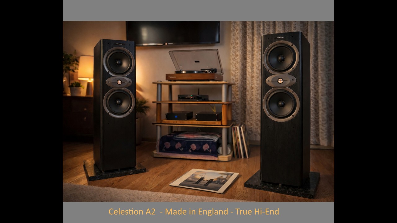 Celestion A2 loudspeakers, made in England, sound in a typical living room.