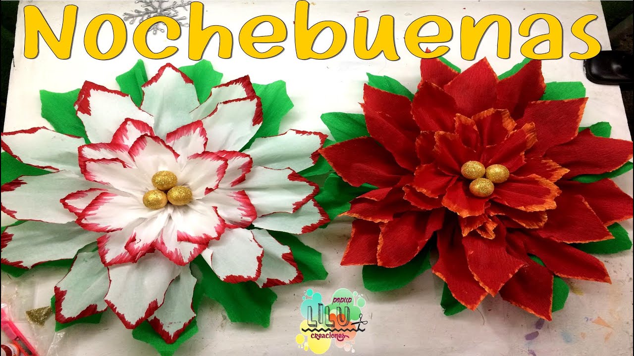 Flor de nochebuena de papel crepe / facil / pascua / poinsettia