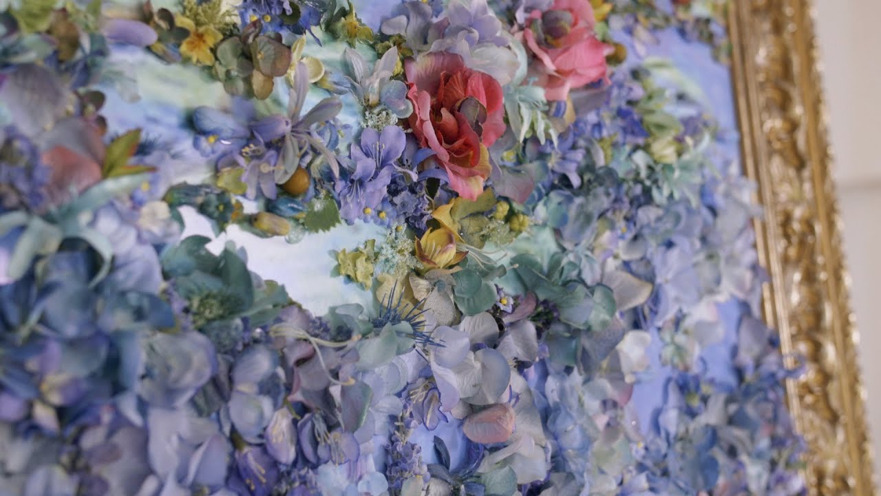 Flower Art Idea: A collage of Silk Petals on a Printed Canvas