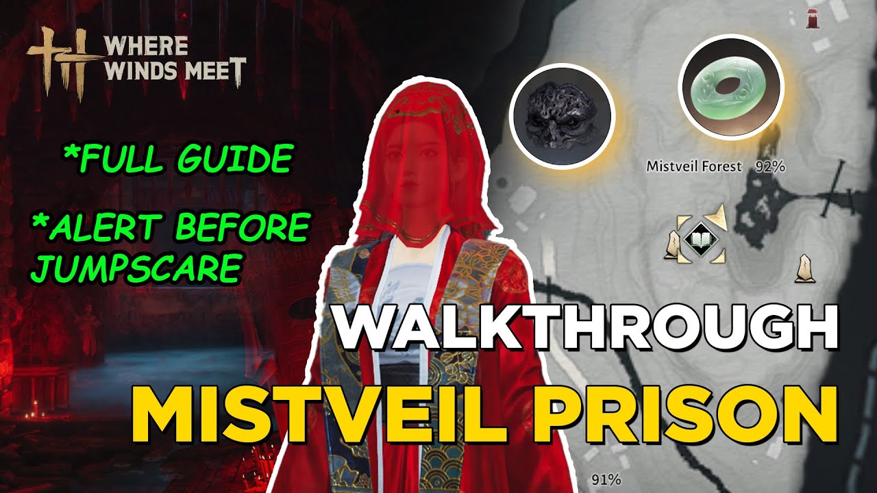 RED BRIDE GHOST WALKTHROUGH | Mistveil Prison Exploration Quest  - Where Winds Meet #wherewindsmeet