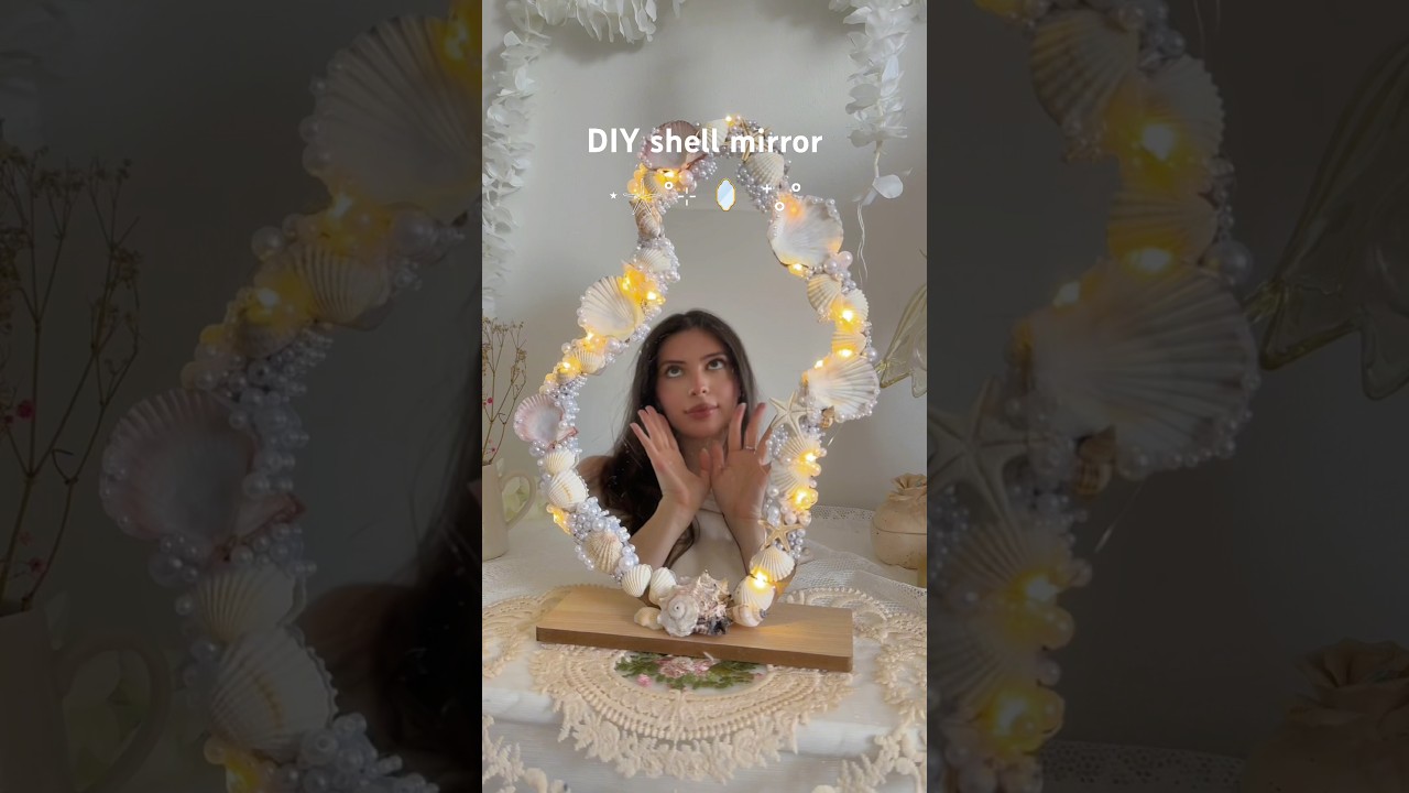 DIY mermaid mirror from shells 🪞🐚 #diy #roomdecor
