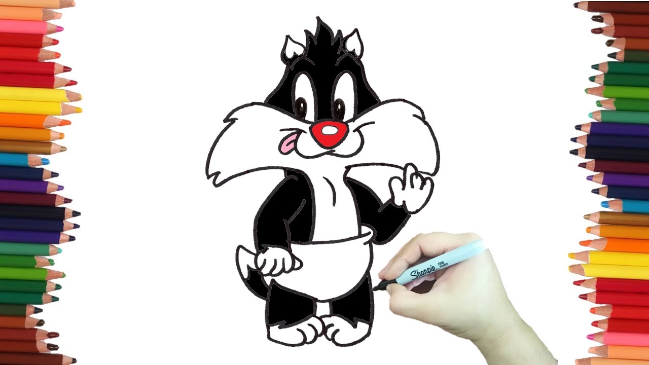 Como dibujar al SILVESTRE de baby looney tunes paso a paso y muy facil