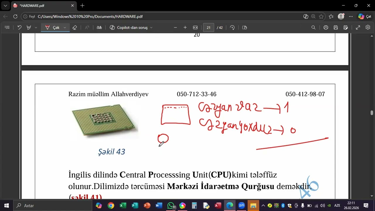 Kompüterin Aparat Təminatı Hardware 2 ci hissə