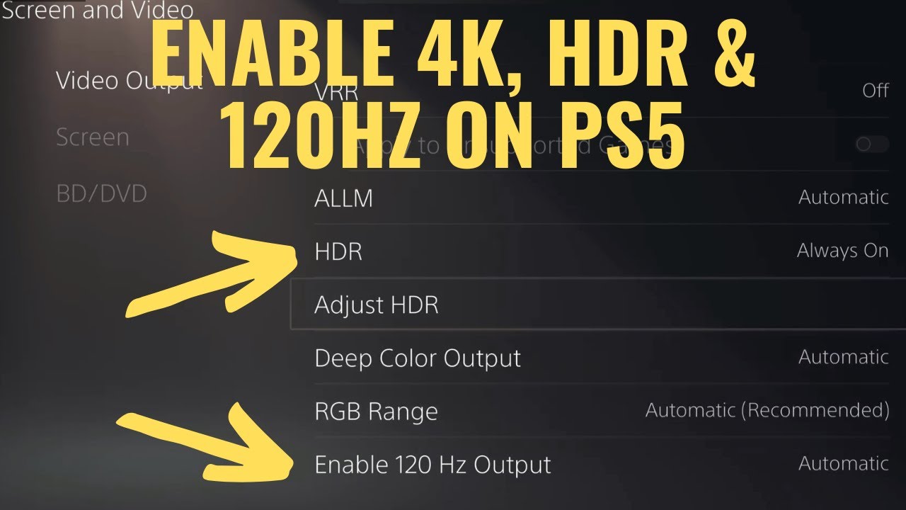 How to Enable and Configure 4K (HDR and 120Hz) On PS5 Console