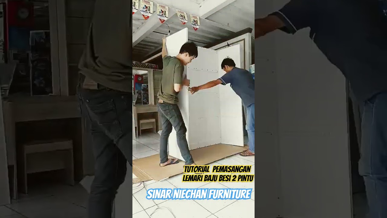 TUTORIAL PEMASANGAN LEMARI BAJU BESI 2 PINTU #sinarniechanfurniture #tutorial #video