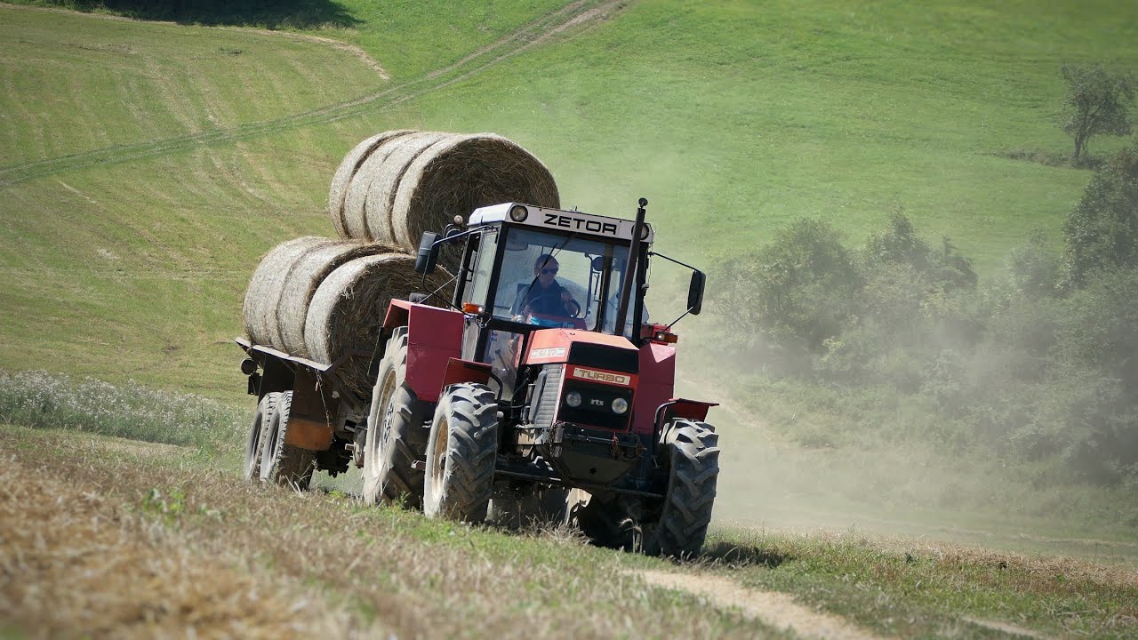 Уборка сена, 2024 г. Прессование и пакетирование сена [ Zetor, Case IH и Manitou ]