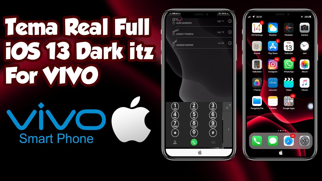 Tema ViVO Real iOS 13 Dark Mode itz | For All ViVO Smartphone Saries