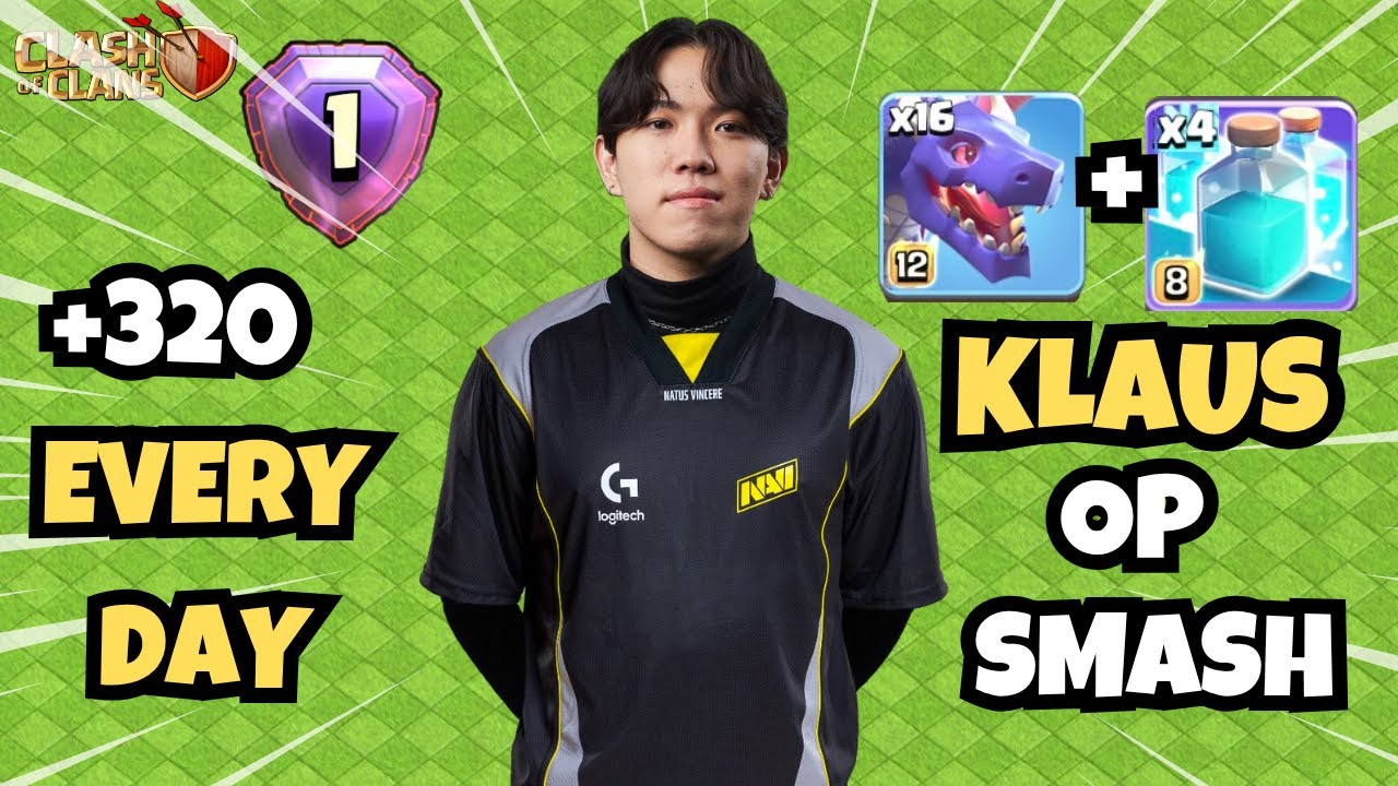 TH17: KLAUS CRUSHES BASES with MASS DRAGON SMASH l  +320 DAILY l BEST SPAM STRATEGY IN @ClashOfClans