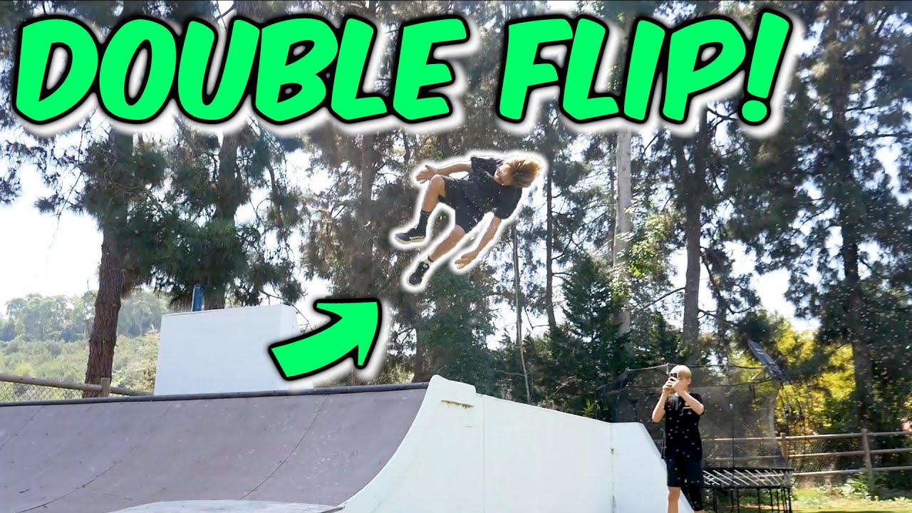 Kid does DOUBLE FLIP in His Backyard!