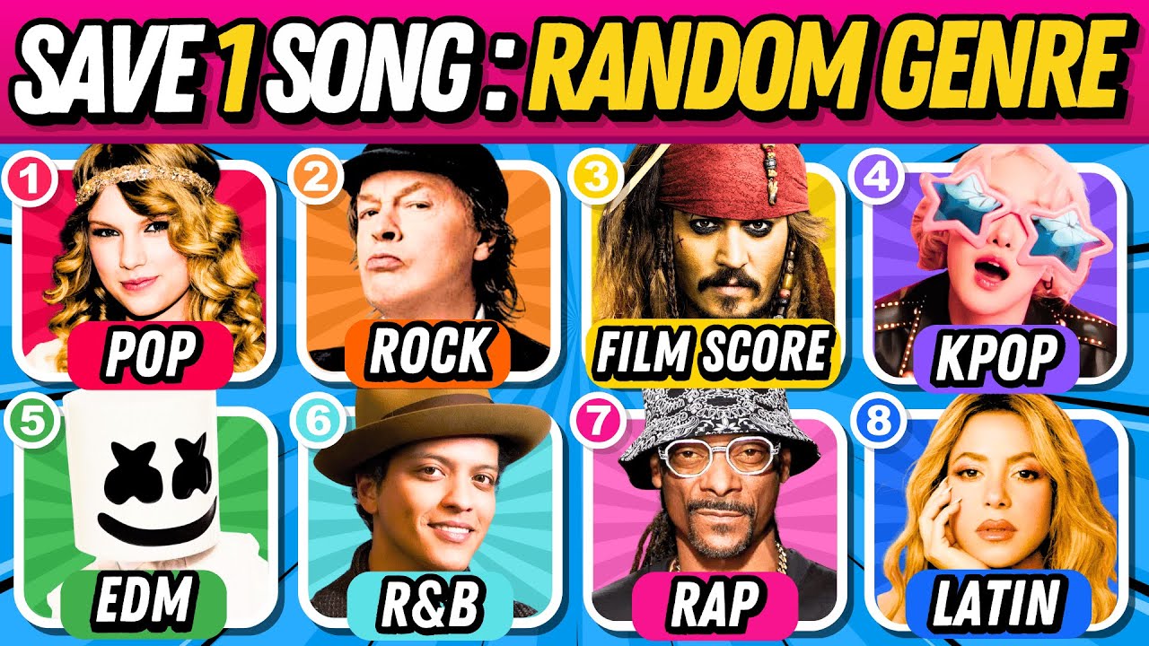 Save One Song with RANDOM GENRES | 10 Genres, 6 Songs Challenge! |  Music Quiz