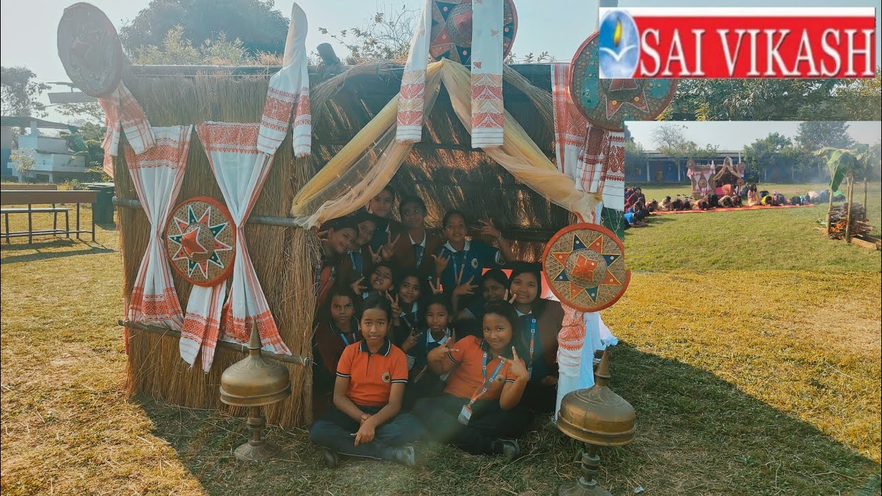 Harvest Festival Joy: Bhogali Bihu at Sai Vikash School 🌾🥁 