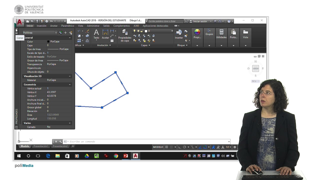 AutoCAD 2018: Dibujo de polilíneas | 7/22 | UPV