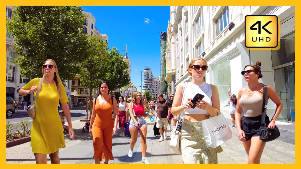 [4kspain] Gran via Madrid Испания, красивые улицы мадрида, летняя прогулка по мадриду, лучшее место
