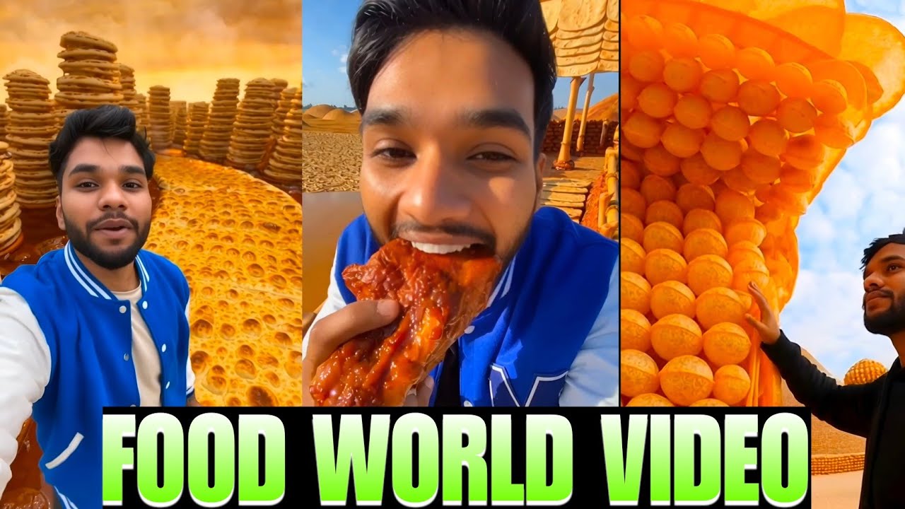 Panipuri 😋 Pizza 🍕 Momos ki duniya Video Kaise banaye | how to create food world video ai 