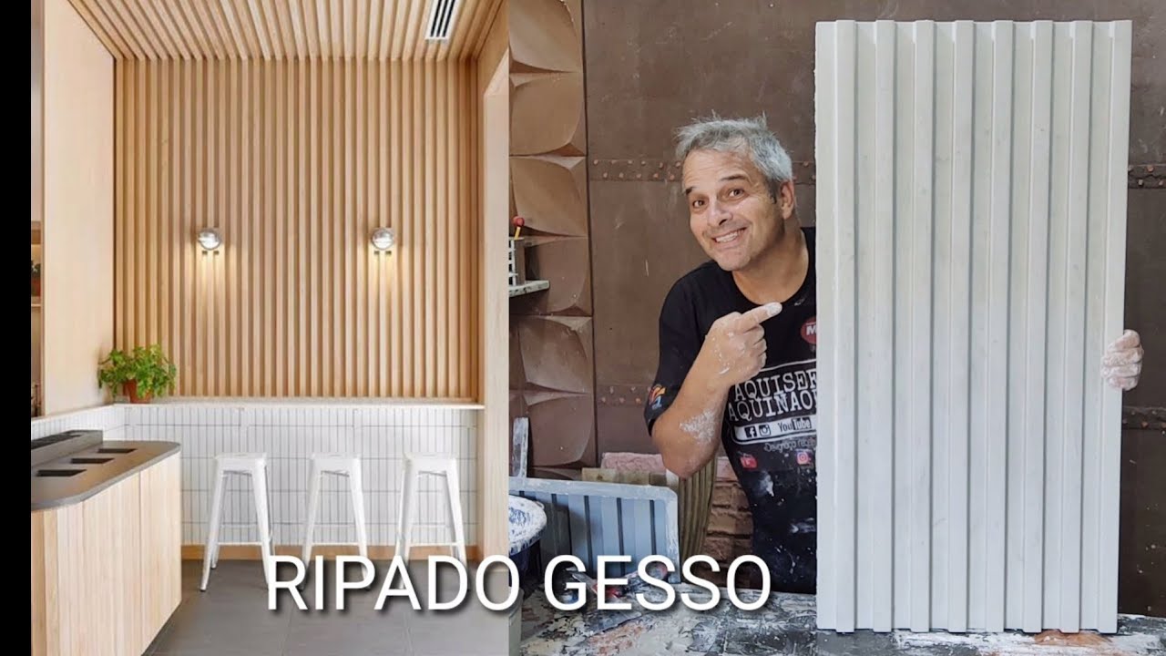 AULA RIPADO DE GESSO - SENSAÇAO DA DECORAÇÃO RIPADO CASEIRO - DIY GESSO 3D RIPADO PLACA CIMENTICIA