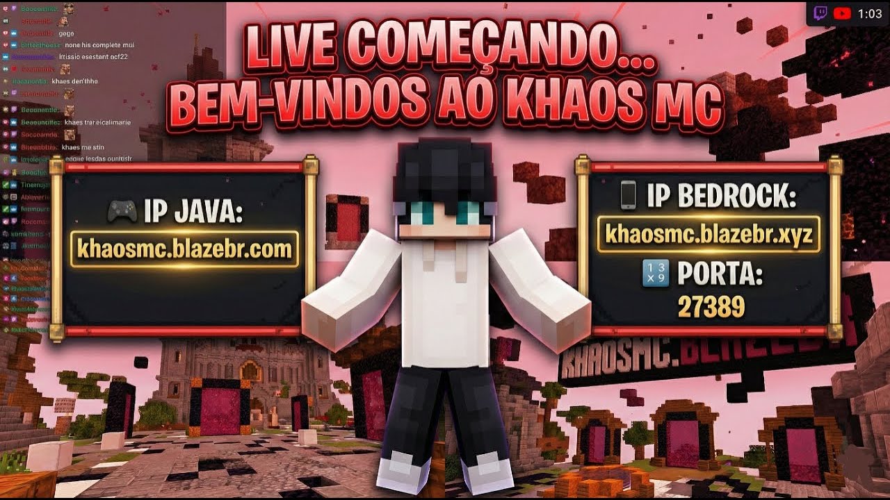 SERVIDOR ONLINE!! VENHA JOGAR NO MEU SERVIDOR!! - KHAOS MC (JAVA E BEDROCK)