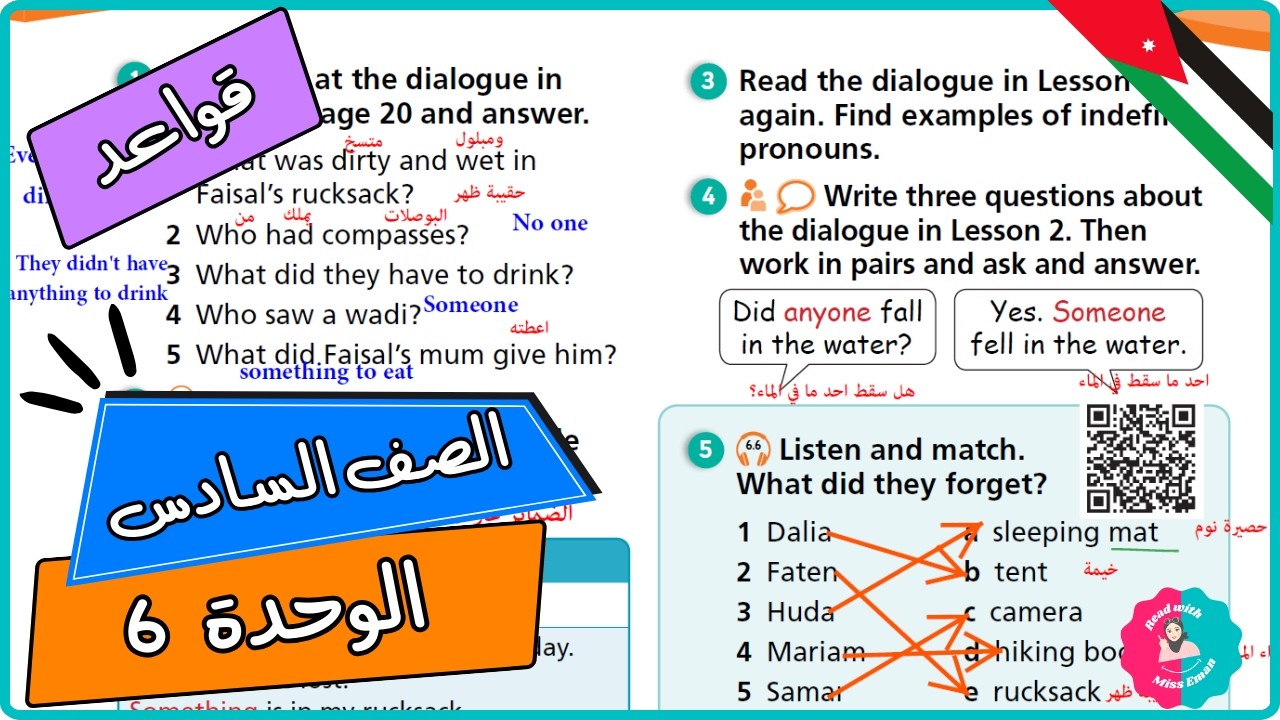 سادس انجليزي قواعد كتاب الطالب  Indefinite Pronouns | صفحة 21 | الوحدة السادسة | الفصل الثاني